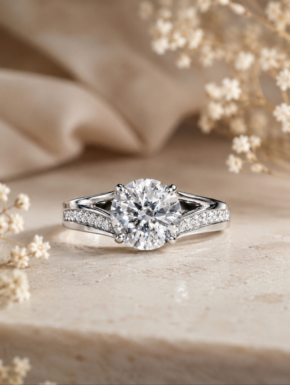 Elegant Open Band Style Moissanite Engagement Ring NEW 1.25CT Size 5